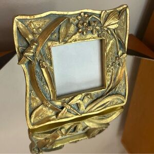 Vintage Blue & Gold Baroque Frame with Floral & Dragonfly– 6” x 6”, 2.5” x 2.5”